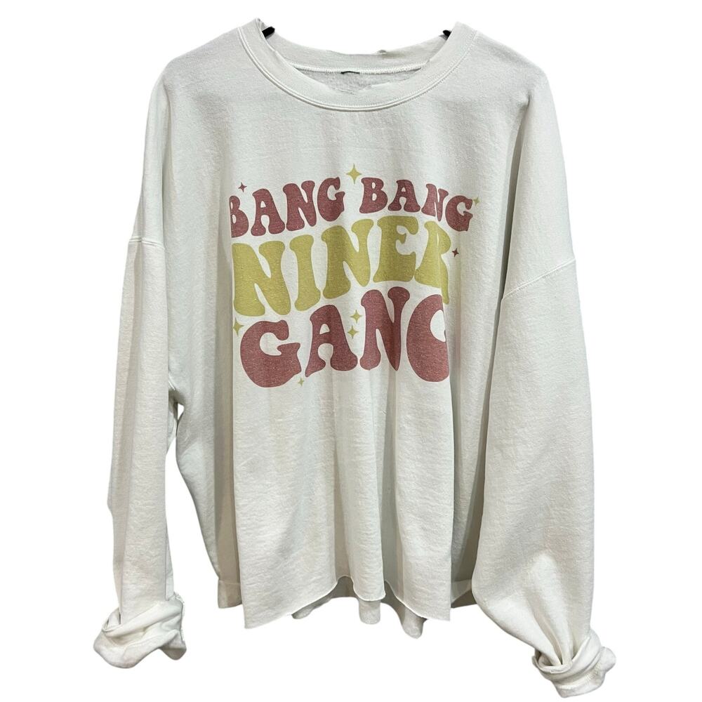 Bang Bang Niner Gang San Francisco Football Distressed Graphic Sweatshirt 2XL